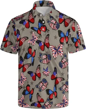 Men's Funny Golf Polo Shirts Short Sleeve Performance Golf Shirts Hawaiian Golf Polos for Summer