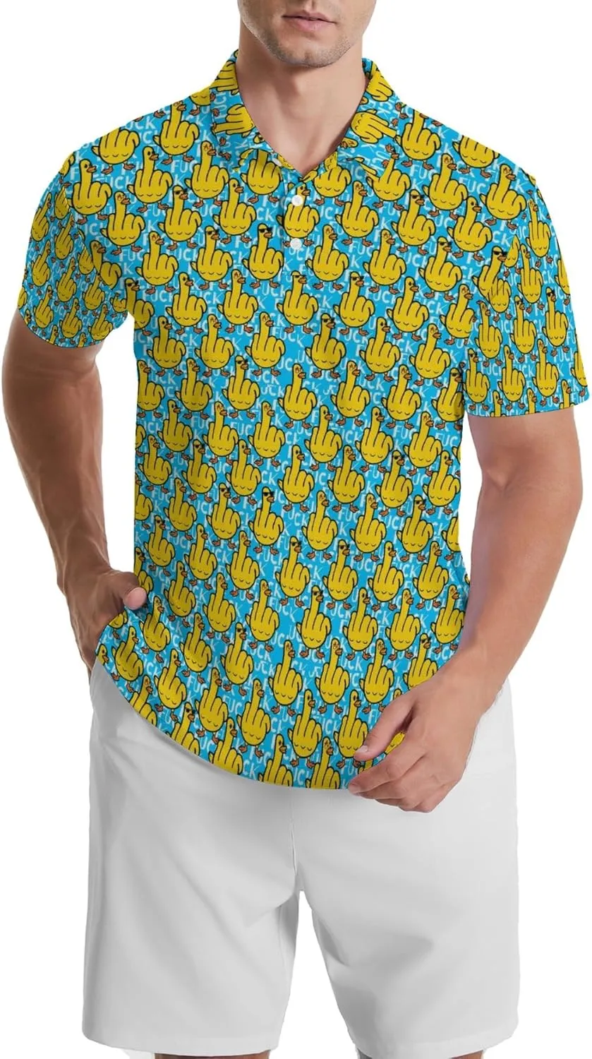 Mens Golf Shirts Shark Golf Polo Shirts for Men Short Sleeve Polo Shirts Golf Mens Polo