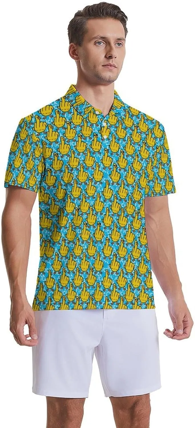 Mens Golf Shirts Shark Golf Polo Shirts for Men Short Sleeve Polo Shirts Golf Mens Polo