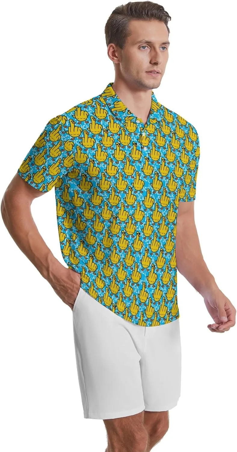 Mens Golf Shirts Shark Golf Polo Shirts for Men Short Sleeve Polo Shirts Golf Mens Polo