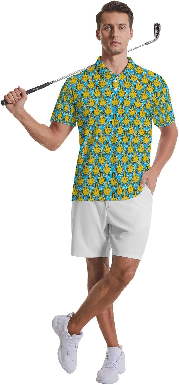Mens Golf Shirts Shark Golf Polo Shirts for Men Short Sleeve Polo Shirts Golf Mens Polo