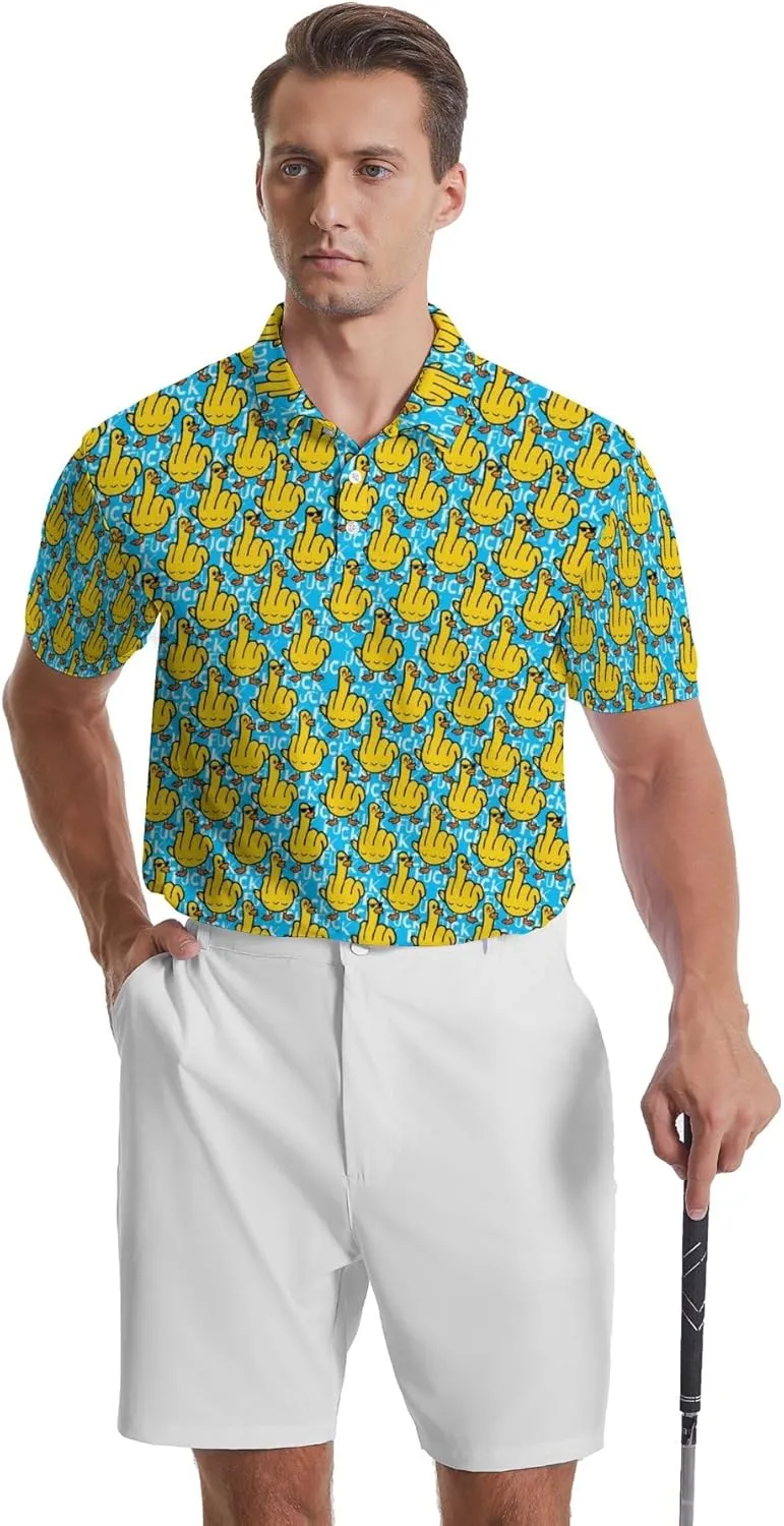 Mens Golf Shirts Shark Golf Polo Shirts for Men Short Sleeve Polo Shirts Golf Mens Polo