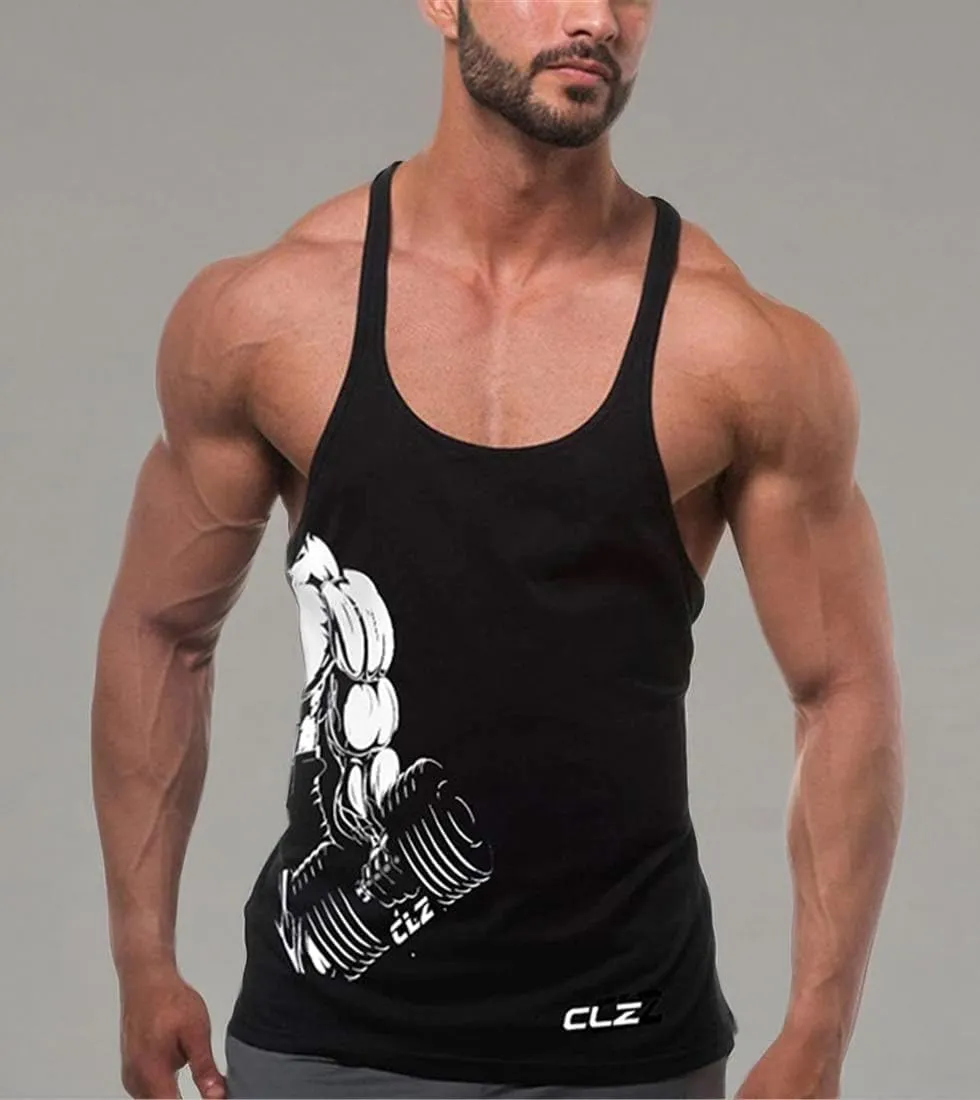 Men's Gym Stringer Tank Tops Y-Back Workout Muscle Tee Sleeveless Fitness Bodybuilding T Shirts