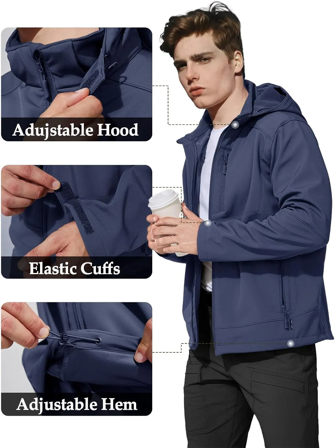Mens Jacket Waterproof Hooded Coats Tactical Soft Shell Jackets for Men