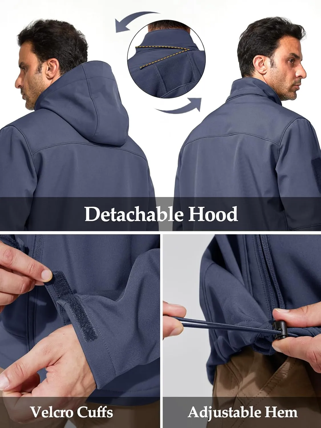 Mens Jacket Waterproof Hooded Coats Tactical Soft Shell Jackets for Men