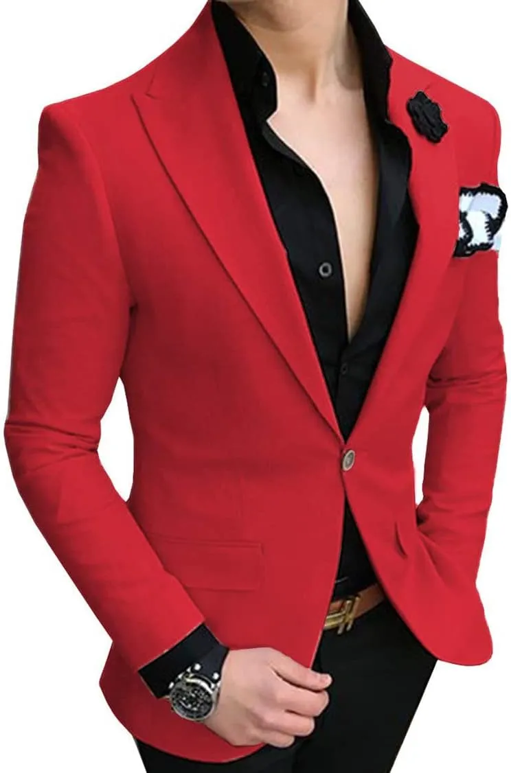 Men's Separate Jacket Slim Fit Formal Wedding Blazer One Button Single Breasted Sport Coat for Dinner, Prom(Only 1 Jacket)