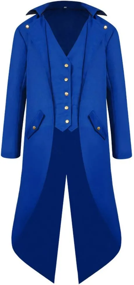 Men's Steampunk Vintage Tailcoat Gothic Victorian Coat Punk Costume Mid-Century Tuxedo Clothing