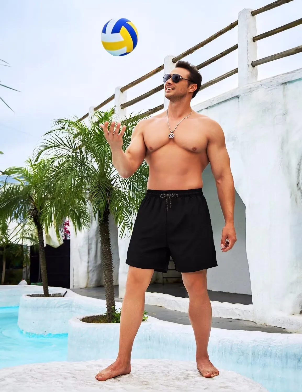 Mens Swim Trunks with Compression Liner 2 in 1 Quick-Dry Swim Shorts Men Board Shorts Swimwear for Swimming Beach