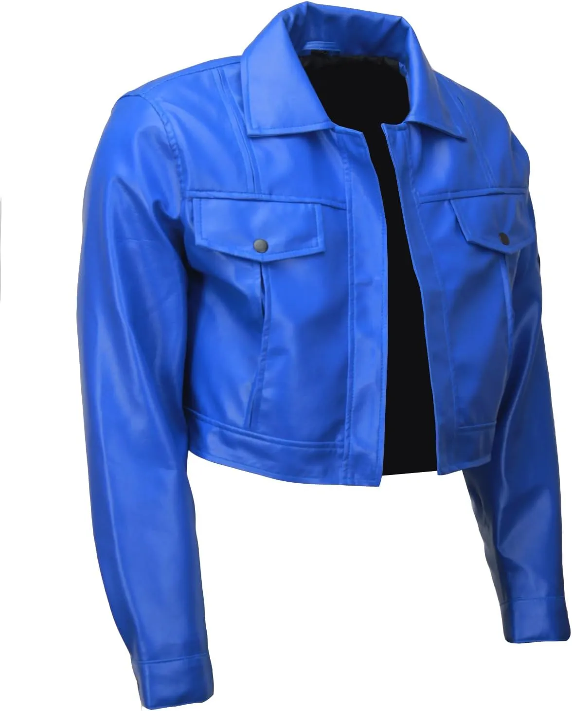 Men's Trunks Blue Dragon Z Cropped Fit Anime Costume Faux Leather Jacket Unisex