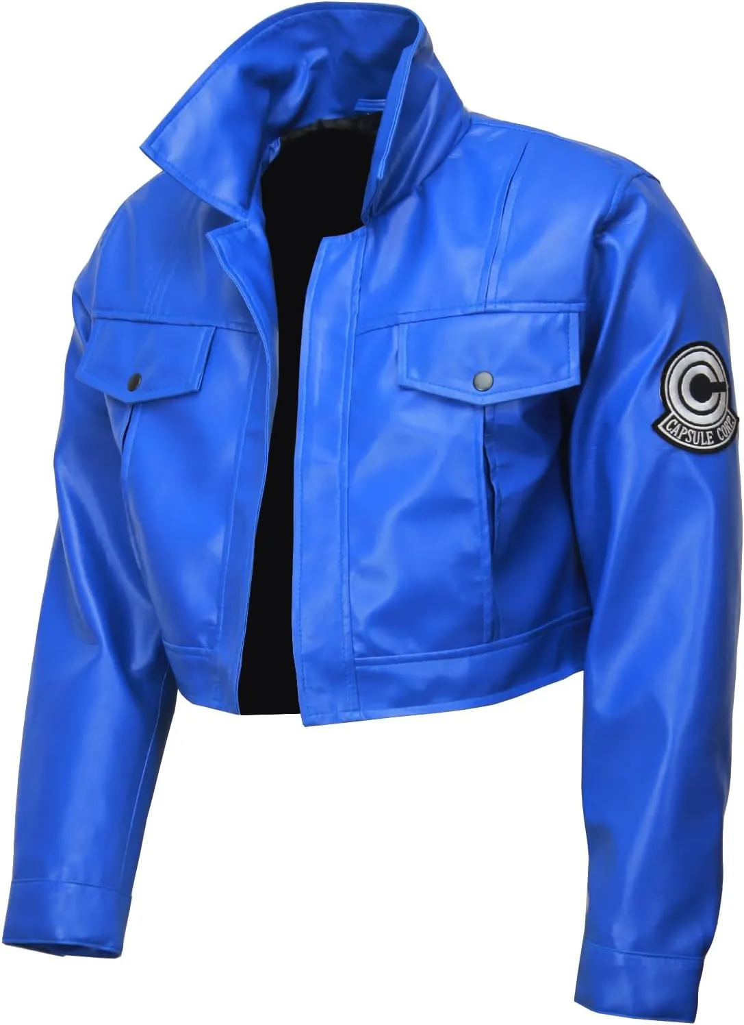 Men's Trunks Blue Dragon Z Cropped Fit Anime Costume Faux Leather Jacket Unisex