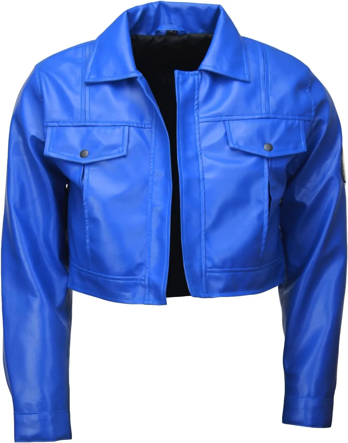 Men's Trunks Blue Dragon Z Cropped Fit Anime Costume Faux Leather Jacket Unisex