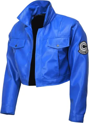 Men's Trunks Blue Dragon Z Cropped Fit Anime Costume Faux Leather Jacket Unisex