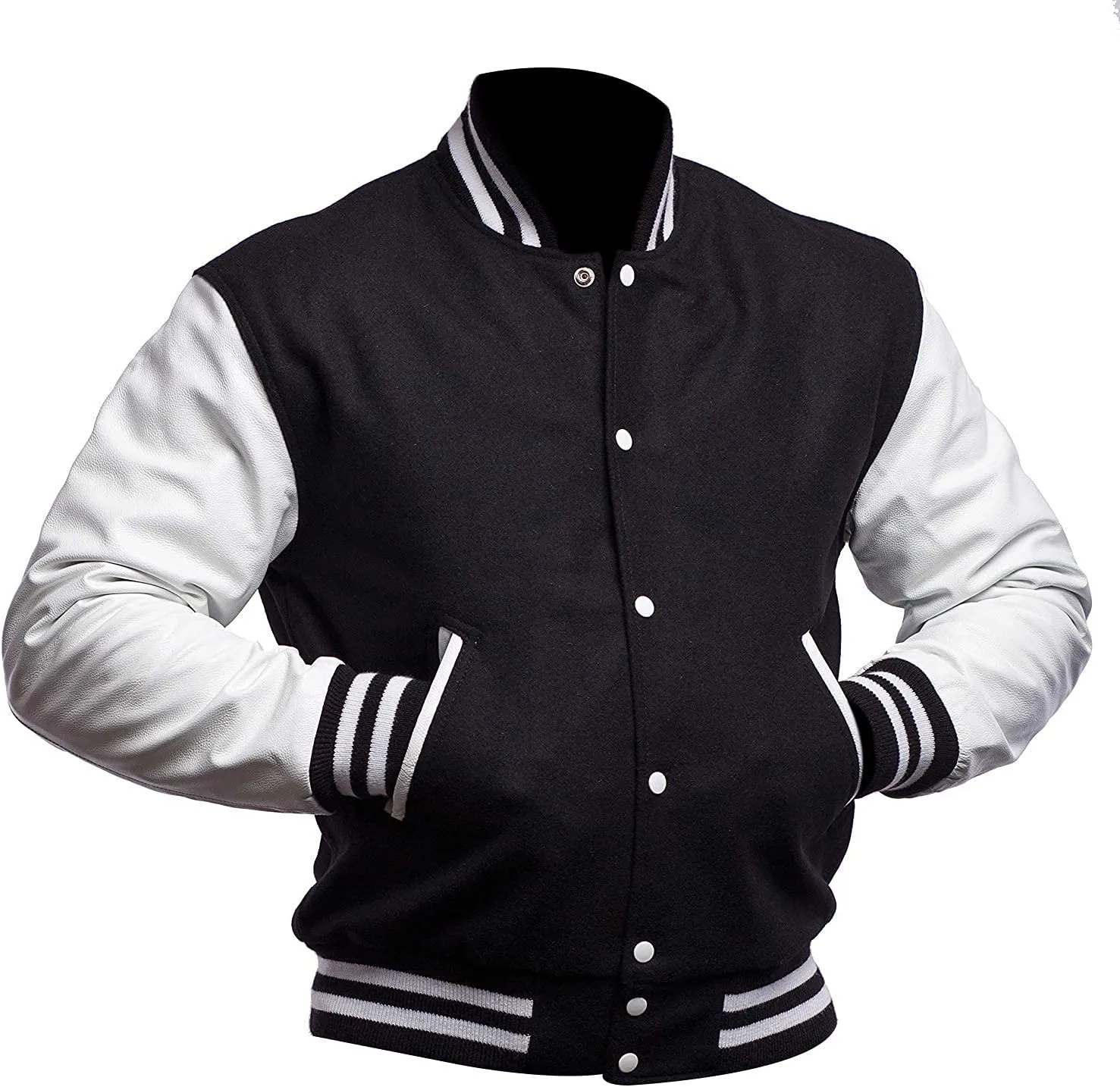 Men's Varsity Letterman Jacket - High School College Baseball Bomber Jacket Wool   Faux Leather Jacket Men