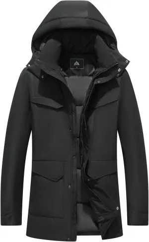 Men's Winter Coats Thicken Parkas Waterproof Windproof Detachable Hood Long Padded Puffer Jacket