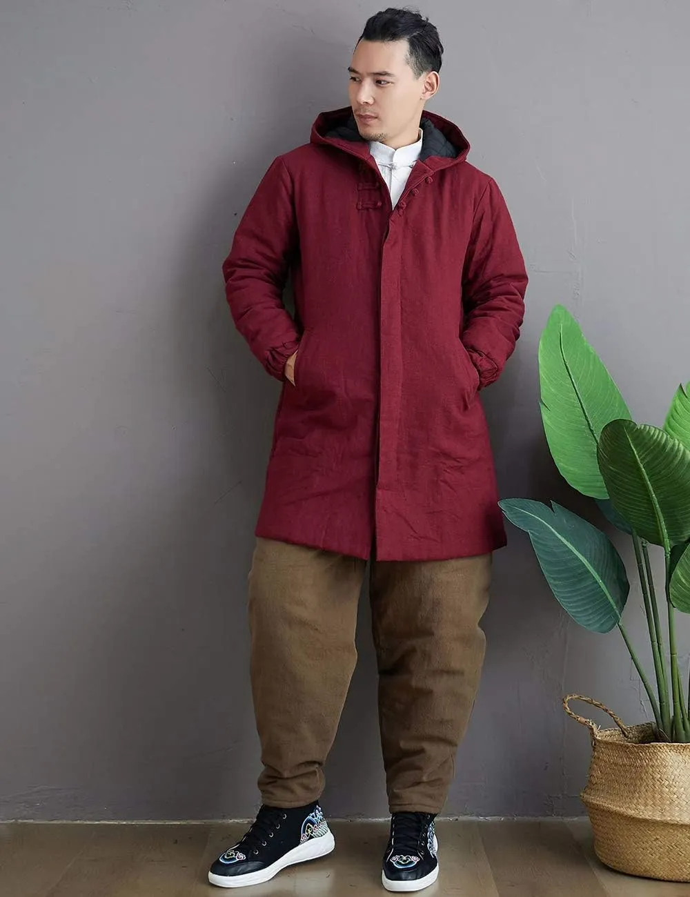 Men's Winter Jacket Coat Fashion Thick Warm Soft Cotton Padded Wadded Jacket Hooded Parkas
