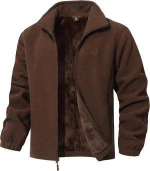 Men's Winter Outdoor Coat Full-Zip Heavy Fleece Jacket Warm Soft Fuzzy Winter Coat Sweatshirt with Pockets