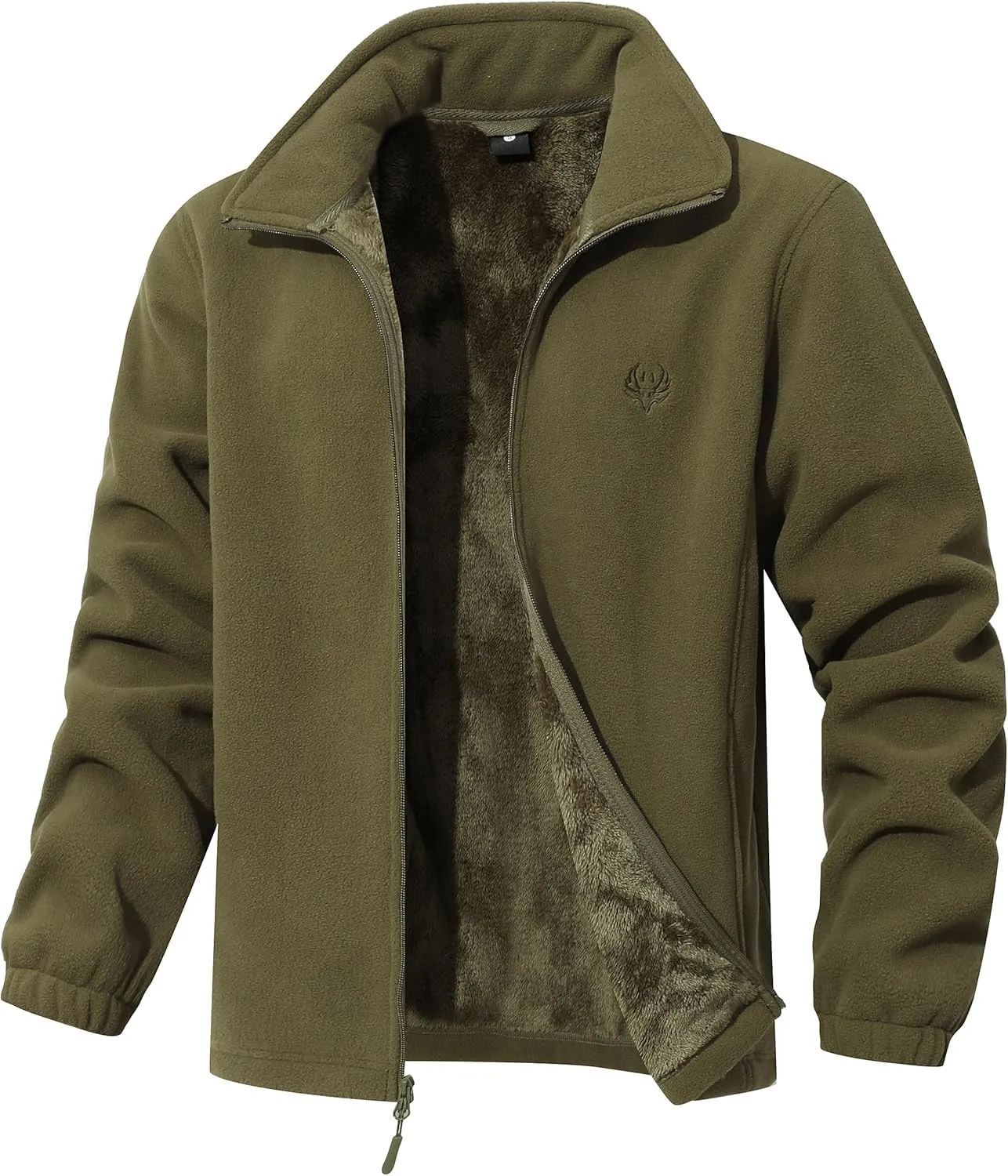 Men's Winter Outdoor Coat Full-Zip Heavy Fleece Jacket Warm Soft Fuzzy Winter Coat Sweatshirt with Pockets