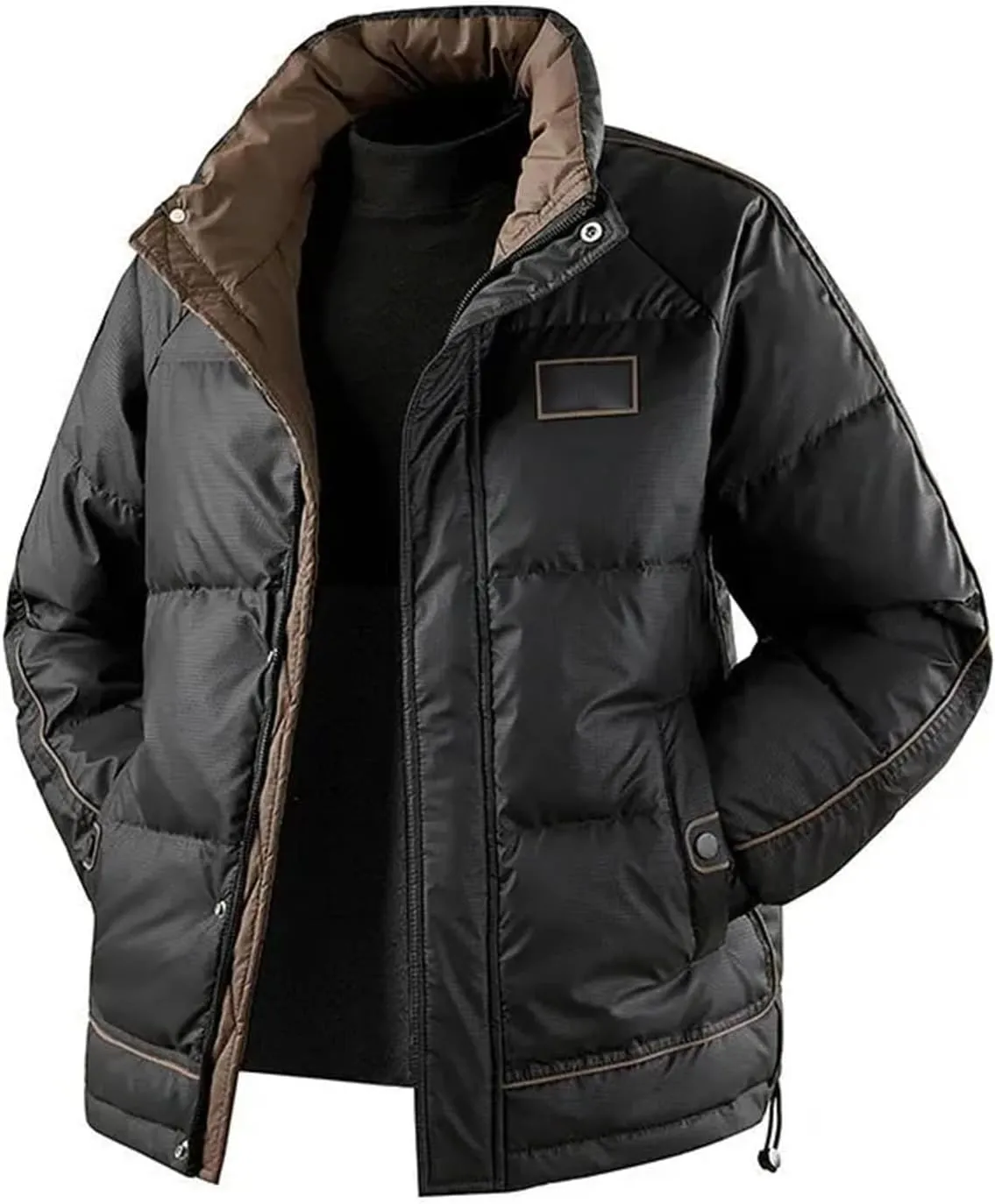 Men's Winter Short and Thick Trendy Men's Casual Warm Stand up Collar Coat Down Jacket