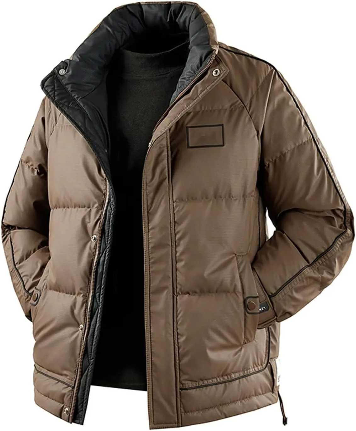 Men's Winter Short and Thick Trendy Men's Casual Warm Stand up Collar Coat Down Jacket