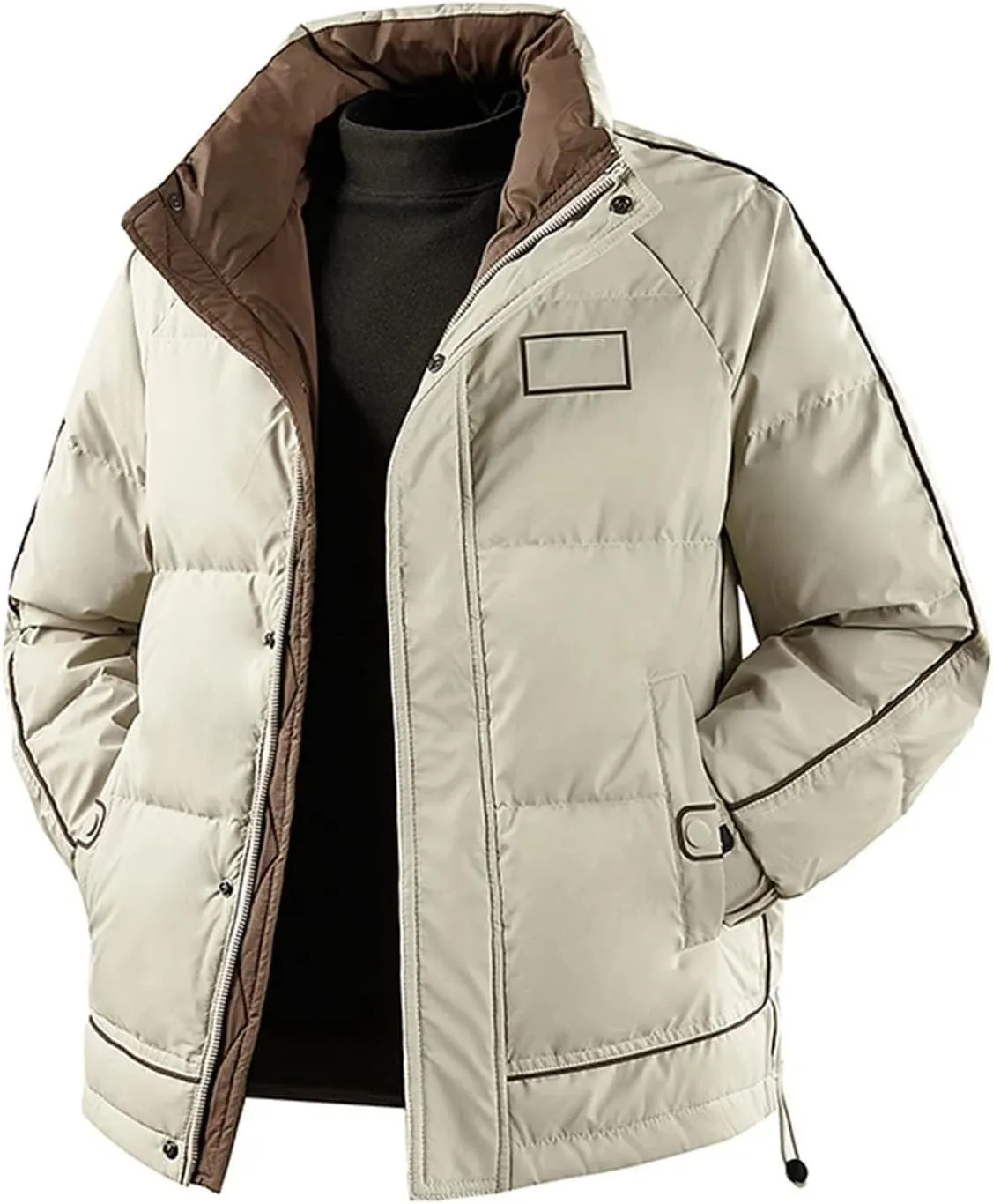 Men's Winter Short and Thick Trendy Men's Casual Warm Stand up Collar Coat Down Jacket