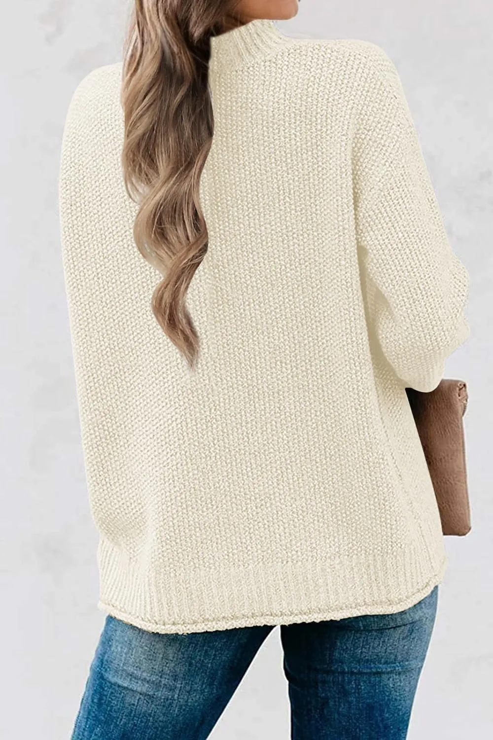 MEROKEETY Women's Long Sleeve Turtleneck Cozy Knit Sweater Casual Loose Pullover Jumper Tops
