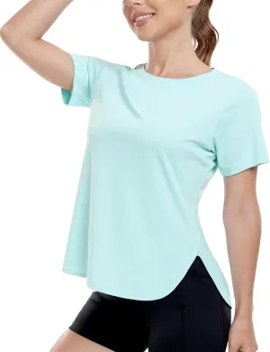 MIER Womens UPF 50  Sun Protection Workout Tops Short Sleeve UV SPF T-Shirts for Athletic Gym Exercise Yoga, Dry Fit