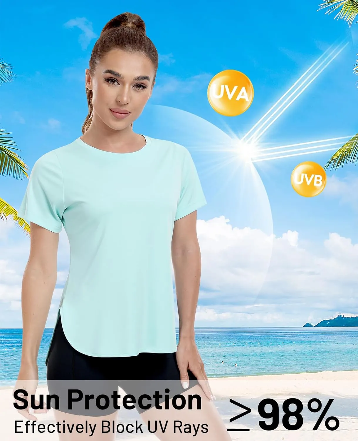 MIER Womens UPF 50  Sun Protection Workout Tops Short Sleeve UV SPF T-Shirts for Athletic Gym Exercise Yoga, Dry Fit