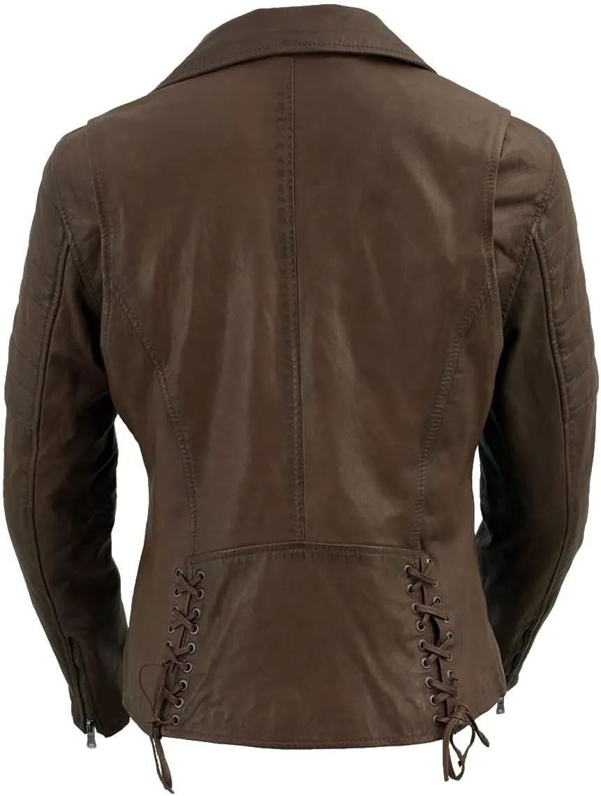 Milwaukee Leather Women's Maiden Aqua Premium Sheepskin Motorcycle Fashion Leather Jacket with Studs SFL2840