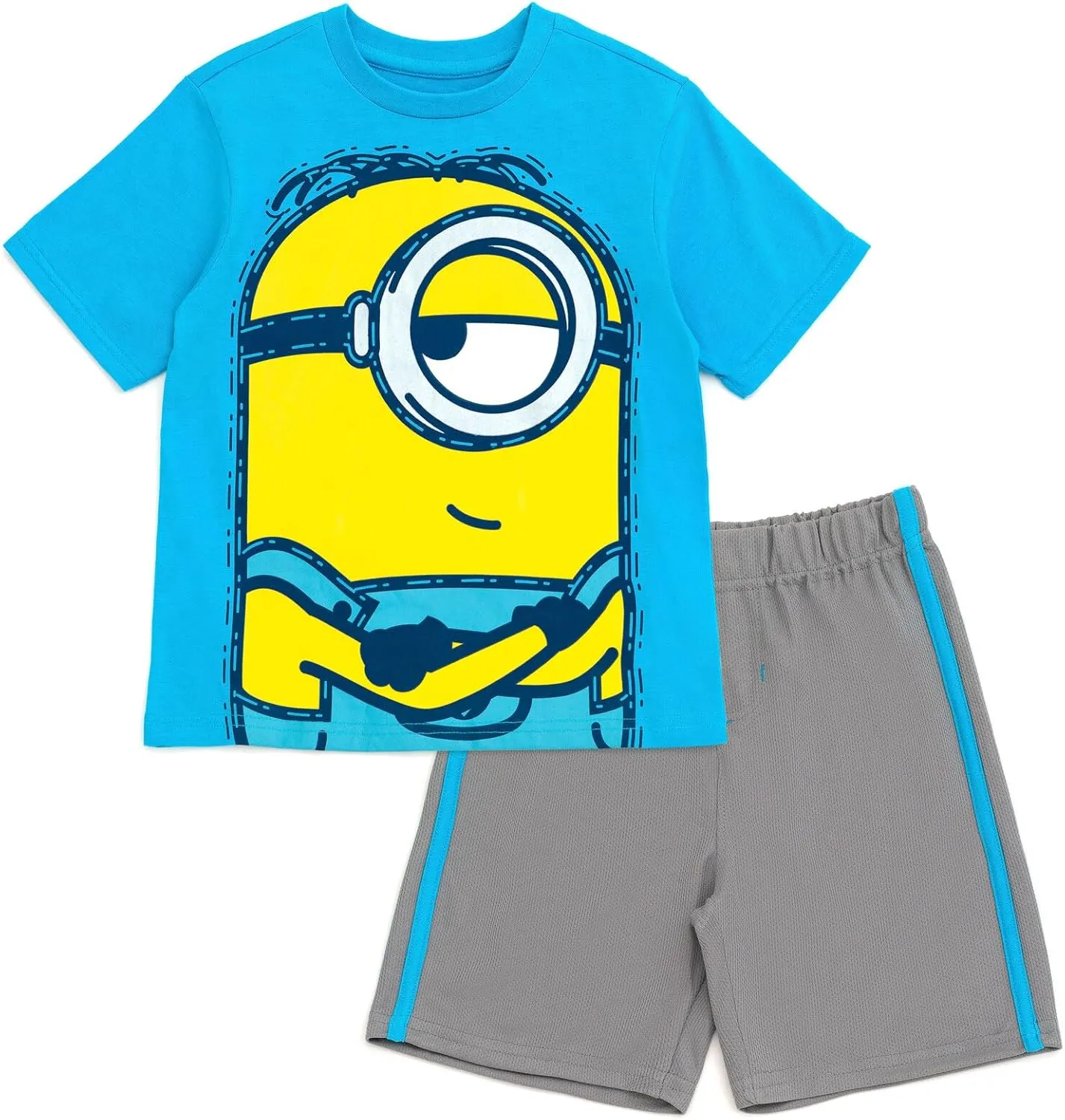 Minions T-Shirt and Mesh Shorts Outfit Set Toddler to Big Kid Sizes (2T - 10-12)