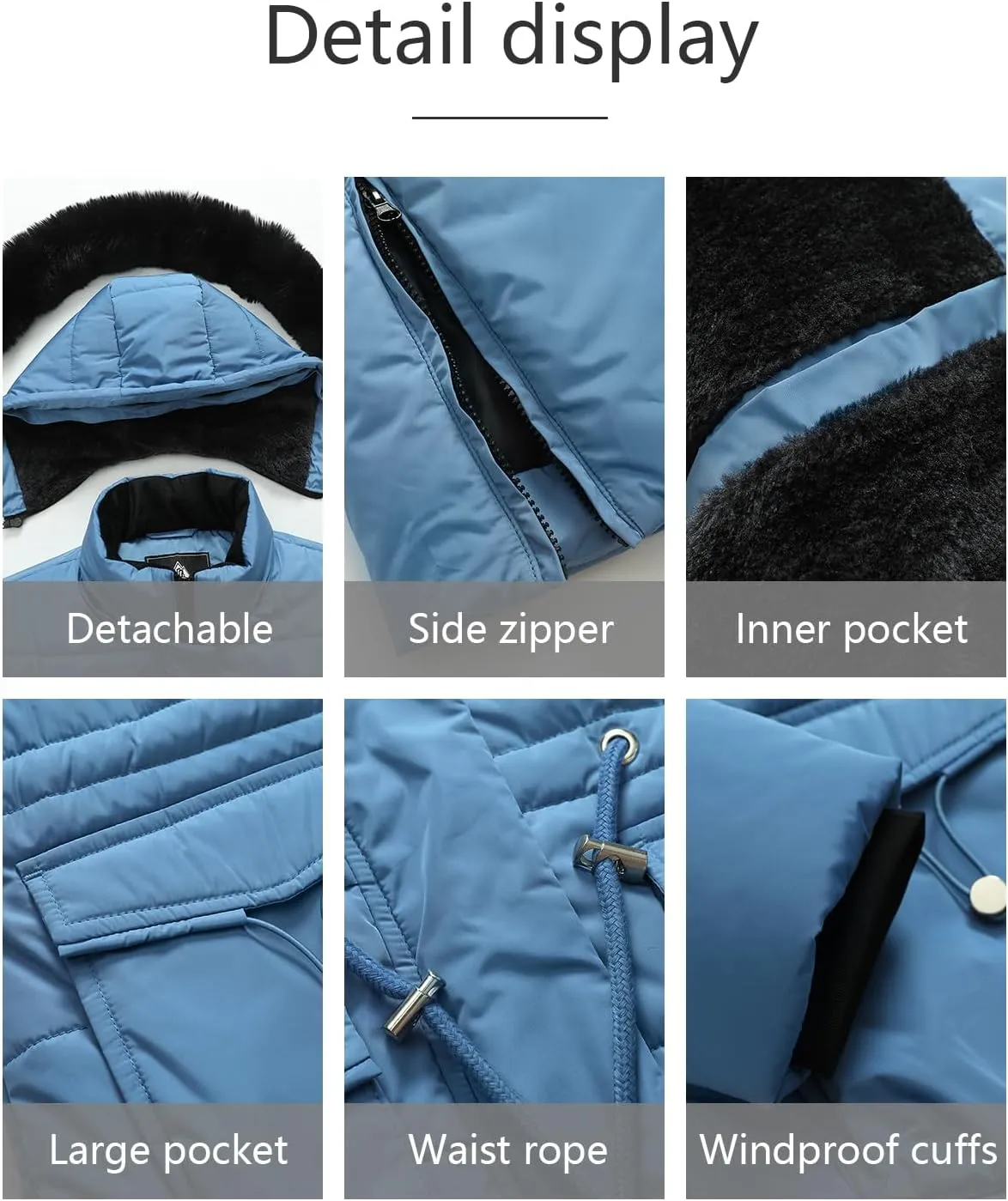 MOERDENG Women's Long Winter Puffer Coat Waterproof Warm Maxi Down Jacket Faux Fur Removable Hood Parka