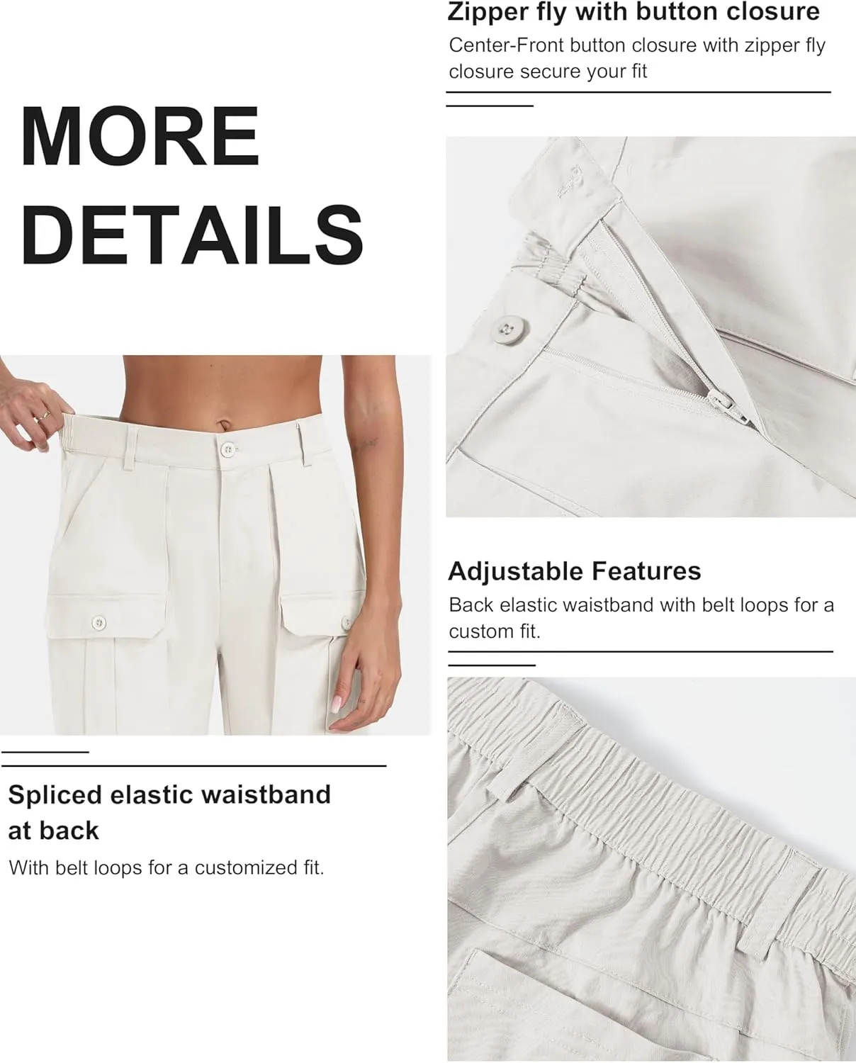 MoFiz Women's Cargo Bermuda Shorts Long Cotton Hiking Twill Chino Shorts Elastic Waist for Summer Casual Golf Travel Outdoor