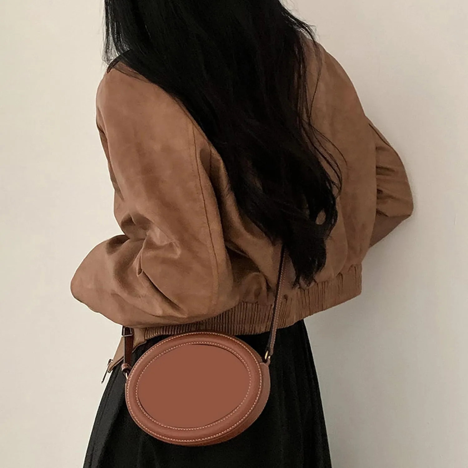 Muineobuka Women Faux Leather Crop Jacket Long Sleeve Lapel Collar Zipper Moto Biker Short Coat Y2k Slim PU Jacket Outwear