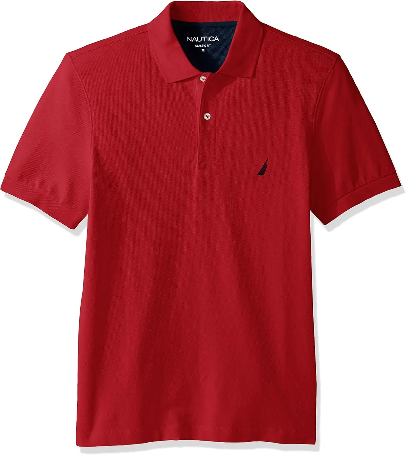 Nautica Men's Short Sleeve Solid Cotton Pique Polo Shirt