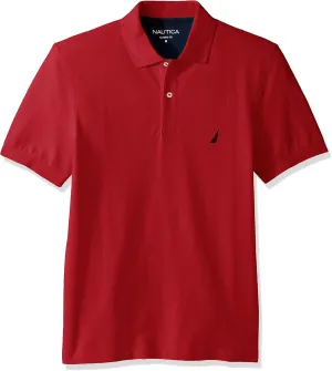 Nautica Men's Short Sleeve Solid Cotton Pique Polo Shirt