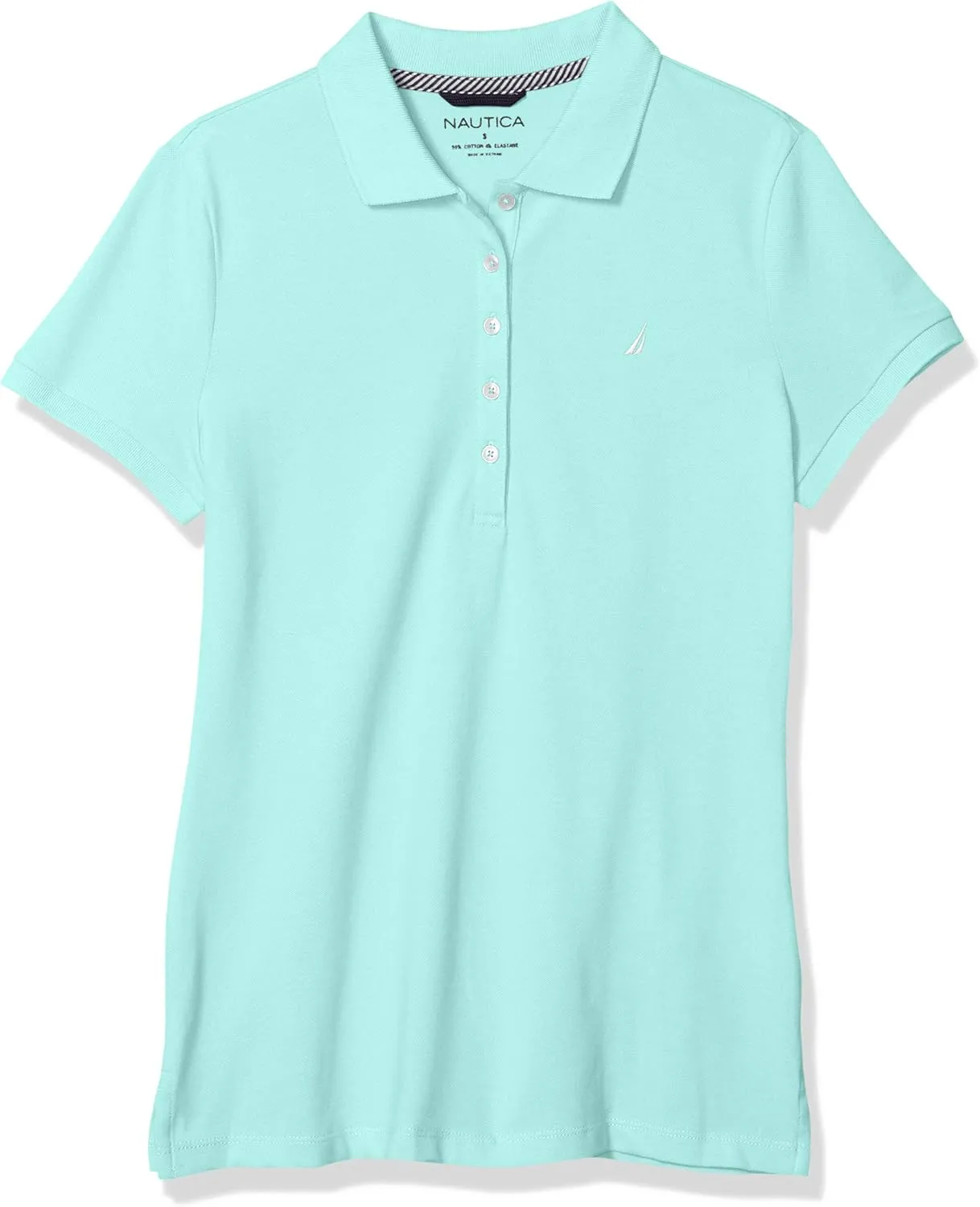 Nautica Women's 5-Button Short Sleeve Cotton Polo Shirt