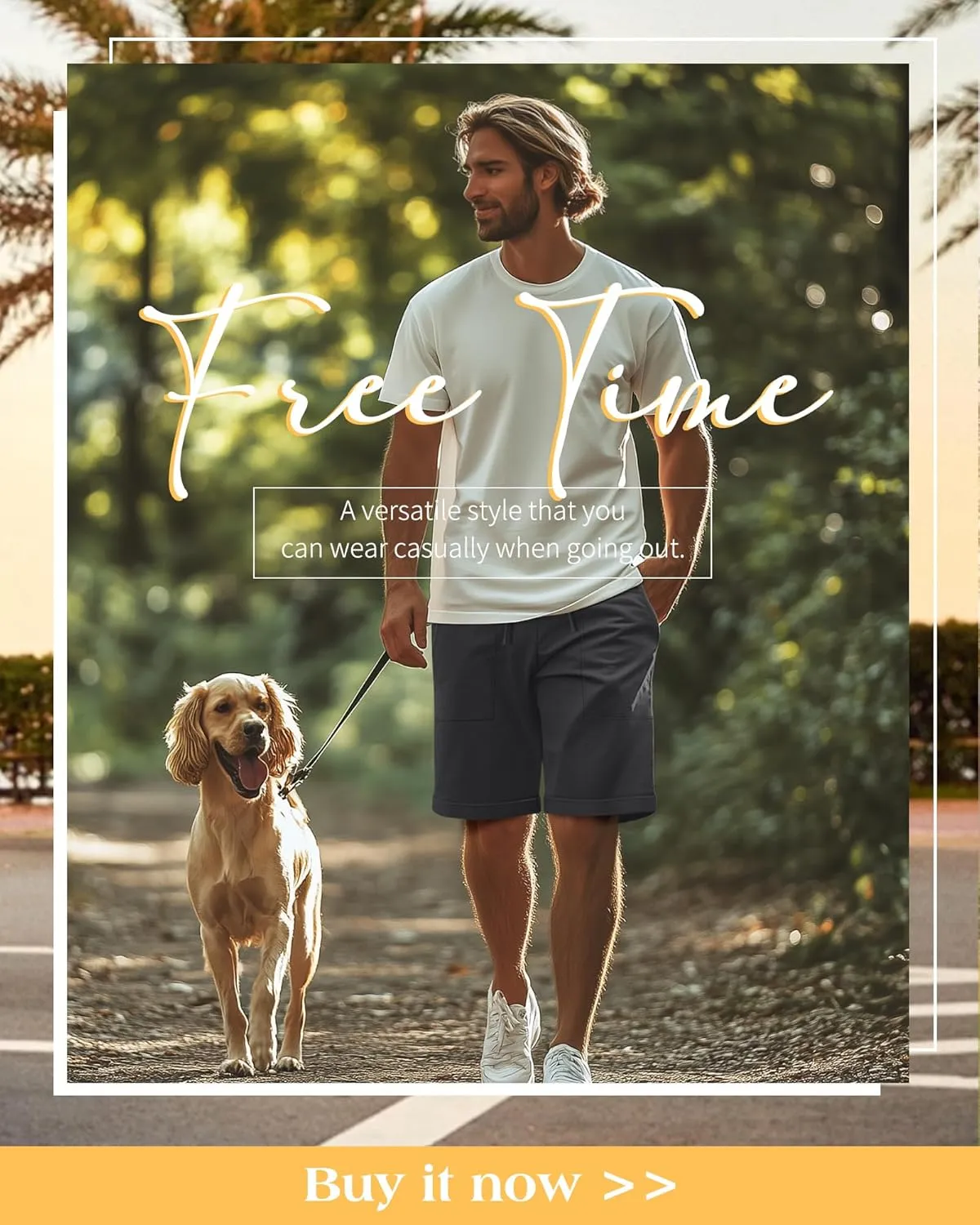 Neer 2 Pack Men's Cotton Linen Bermuda Flat Front Shorts, 7" Casual Elastic Waist Drawstring Summer Beach Shorts with Pockets