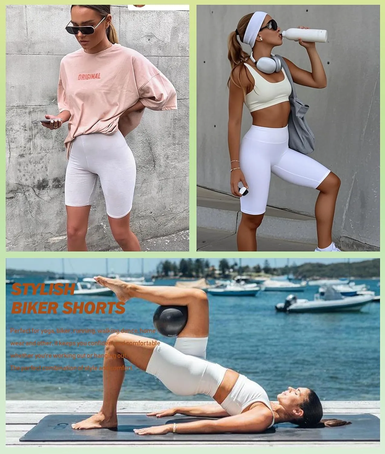 NEW YOUNG Biker Shorts Women with Pockets-5"/8" High Waisted Tummy Control Workout Gym Running Yoga Shorts