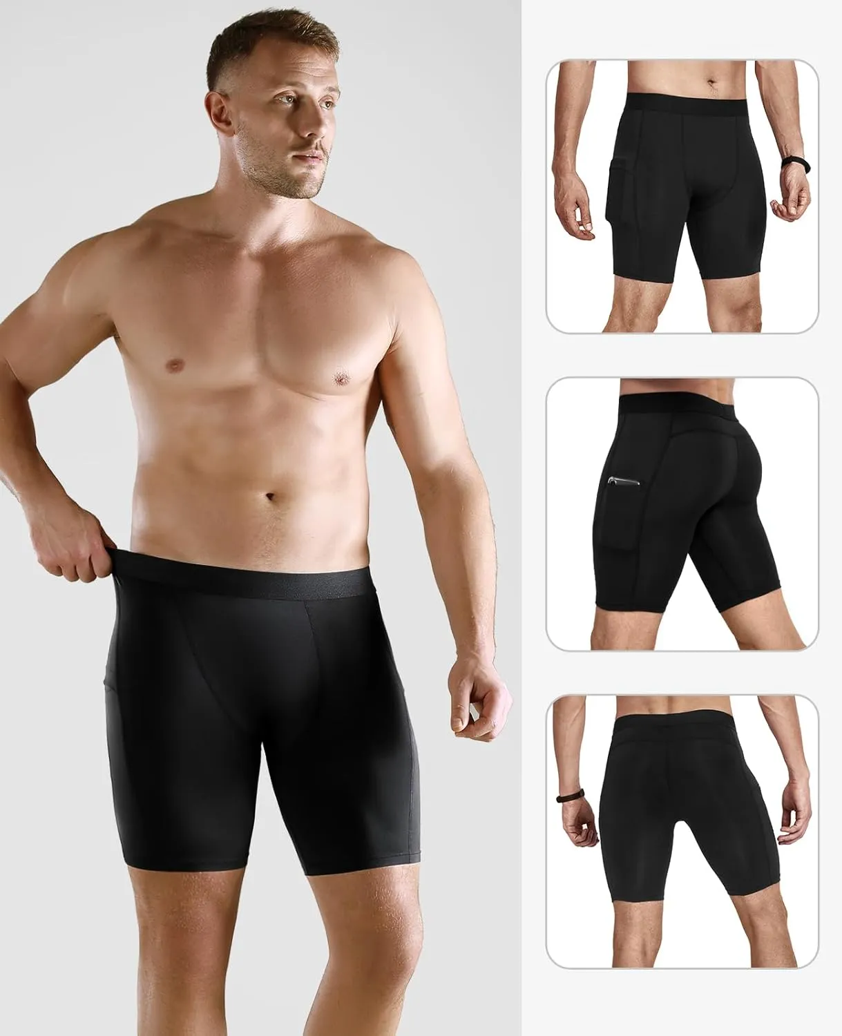 Niksa 1/2/4/5 Pack Compression Shorts Men, Spandex Running Shorts Athletic Workout Sport Performance Baselayer Underwear