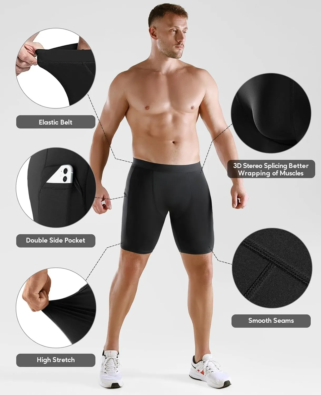 Niksa 1/2/4/5 Pack Compression Shorts Men, Spandex Running Shorts Athletic Workout Sport Performance Baselayer Underwear