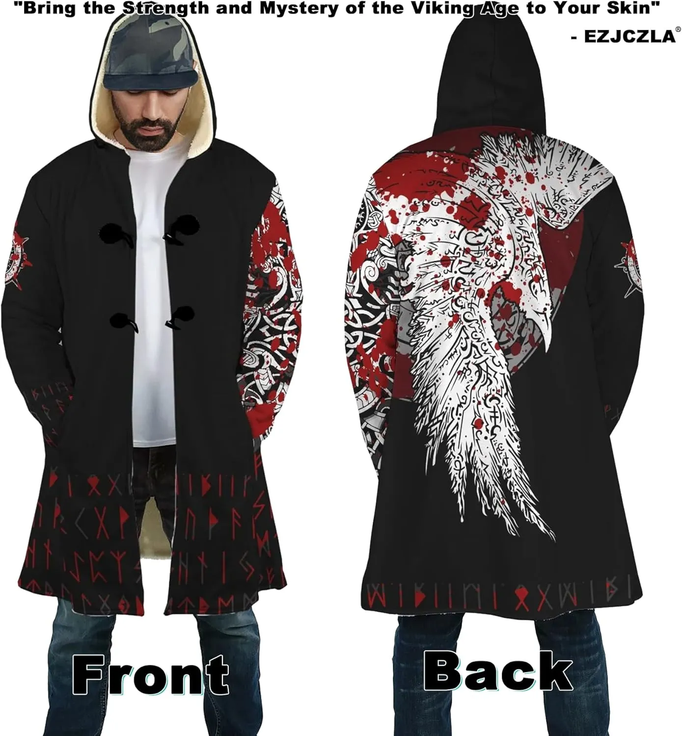 Odin's Raven Coats Unisex Warm Soft Cloak Yggdrasil 3D Print Hip Hop Coat Parka Viking Reenactment Windbreaker Jacket