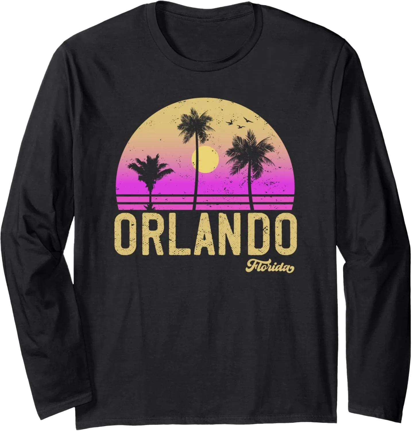 Orlando Florida Retro Vintage Sunset Long Sleeve T-Shirt