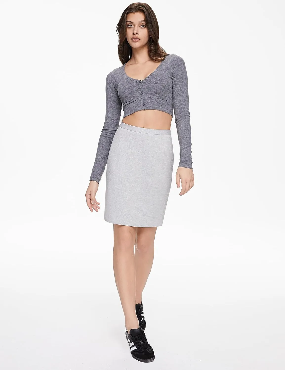Orolay Women's High Waist Pencil Skirt Stretch Office Bodycon Casual Business Midi Skirts