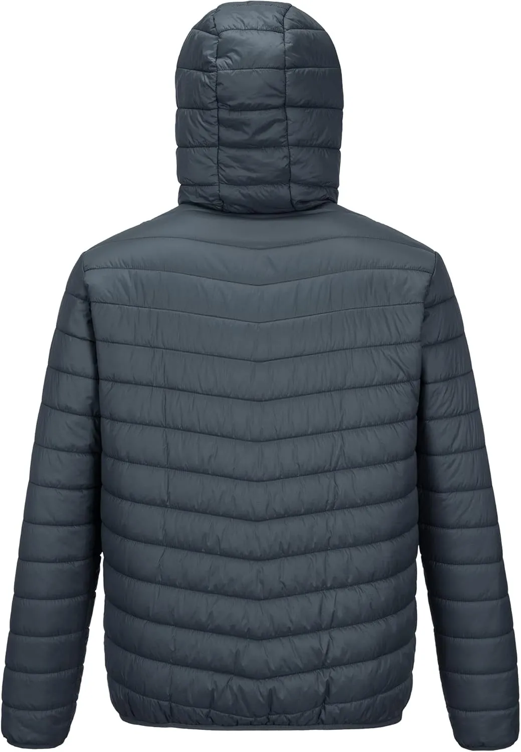 Outdoor Ventures Men's Lightweight Packable Hooded Puffer Jacket Insulated Winter Coat for Snow Ski Traveling