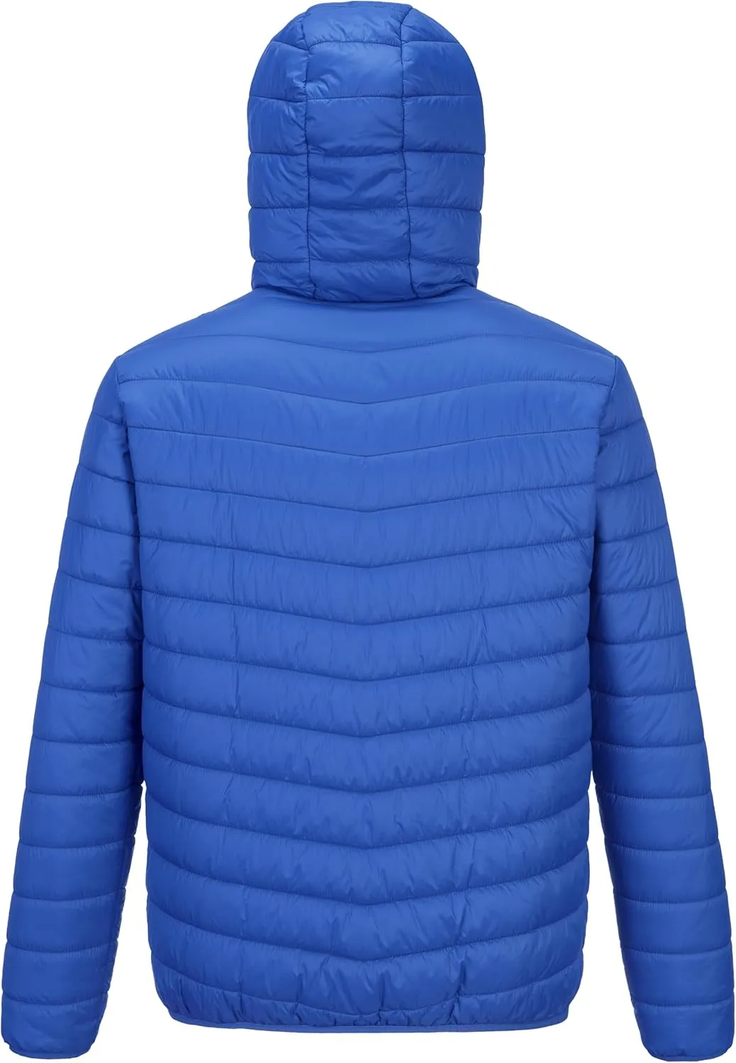 Outdoor Ventures Men's Lightweight Packable Hooded Puffer Jacket Insulated Winter Coat for Snow Ski Traveling