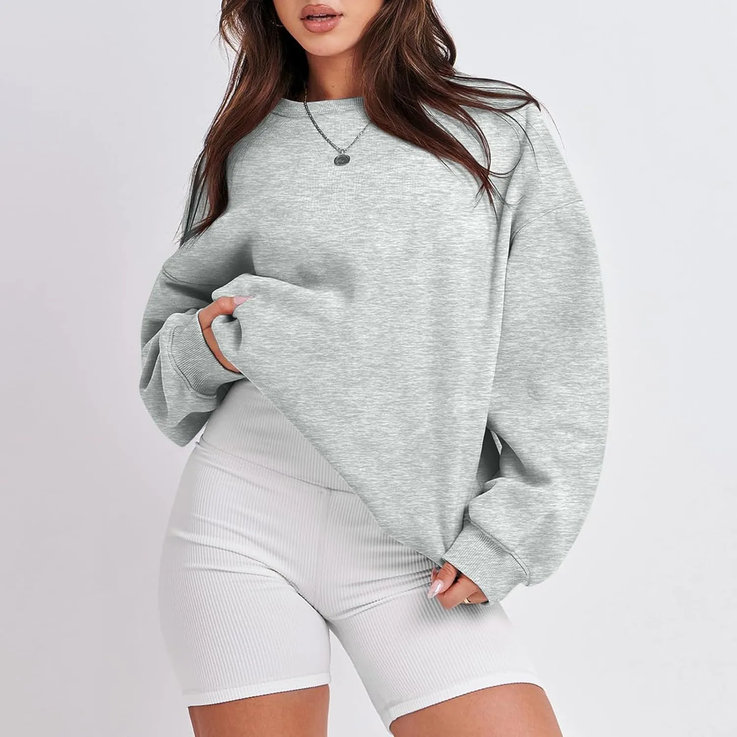 Oversized Sweatshirt for Women Trendy Crewneck Cute Sweatshirts Winter Preppy Comfrot Warm Soft Fleece Y2k Hoodie