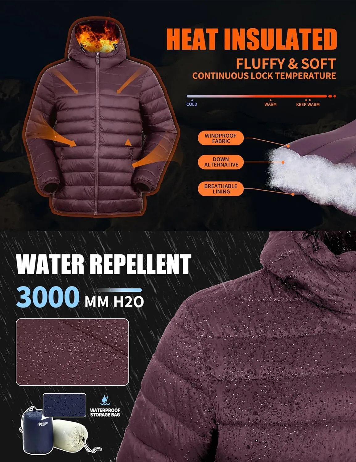 Pioneer Camp Mens Lightweight Packable Puffer Jacket Hooded Insulated Thermal Puffy Winter Jackets for Running Travel