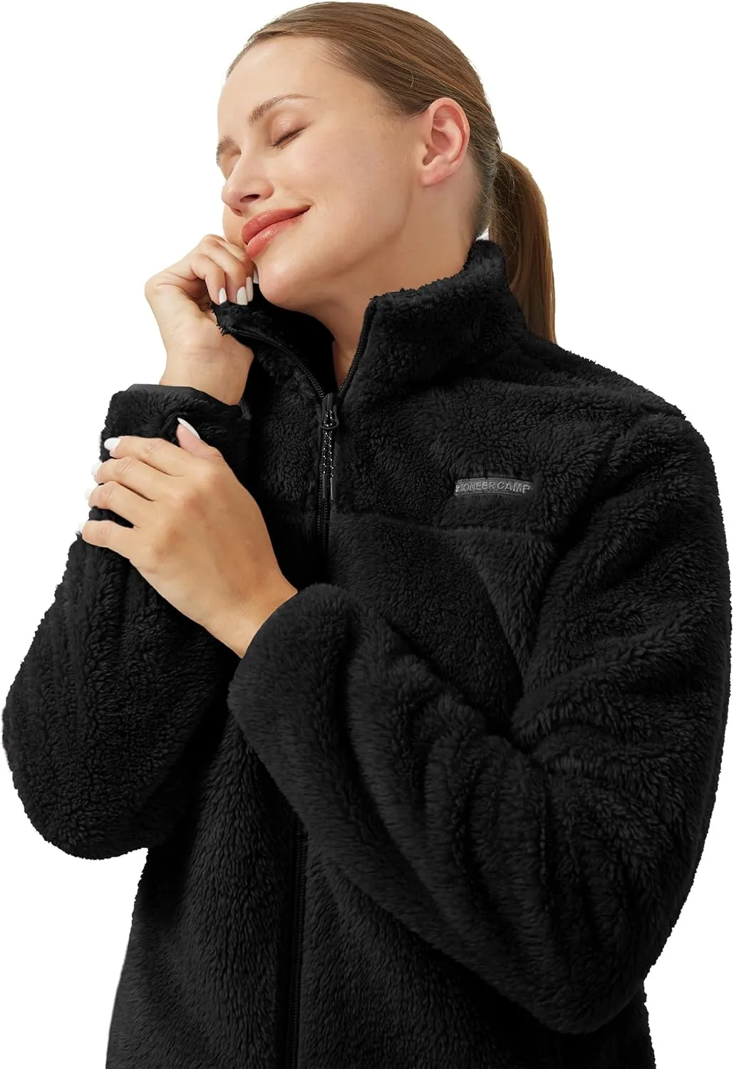 Pioneer Camp Women's Fuzzy Fleece Jacket Lightweight Full Zip Up Warm Soft Fleece Coat for Spring Fall Winter