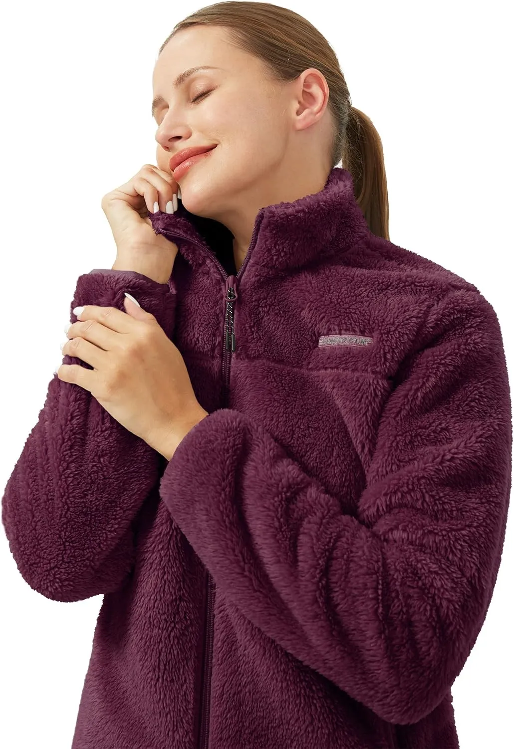 Pioneer Camp Women's Fuzzy Fleece Jacket Lightweight Full Zip Up Warm Soft Fleece Coat for Spring Fall Winter