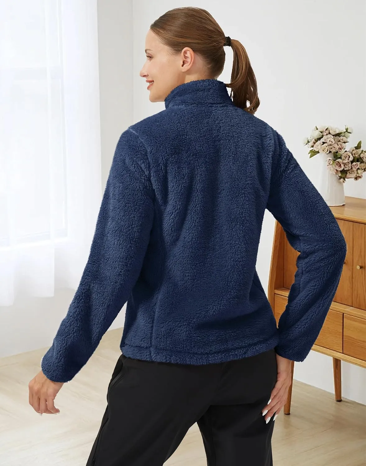Pioneer Camp Women's Fuzzy Fleece Jacket Lightweight Full Zip Up Warm Soft Fleece Coat for Spring Fall Winter