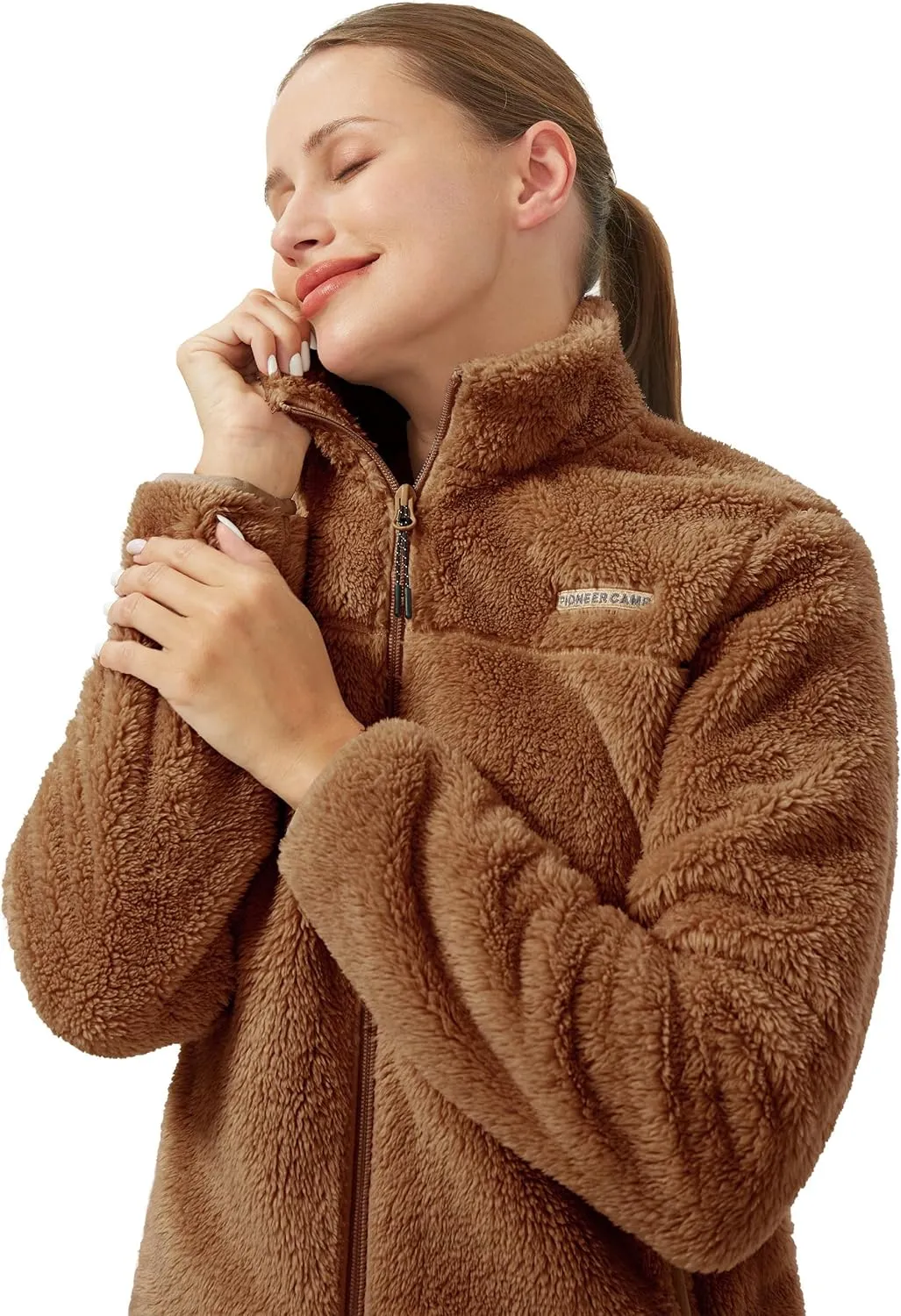 Pioneer Camp Women's Fuzzy Fleece Jacket Lightweight Full Zip Up Warm Soft Fleece Coat for Spring Fall Winter